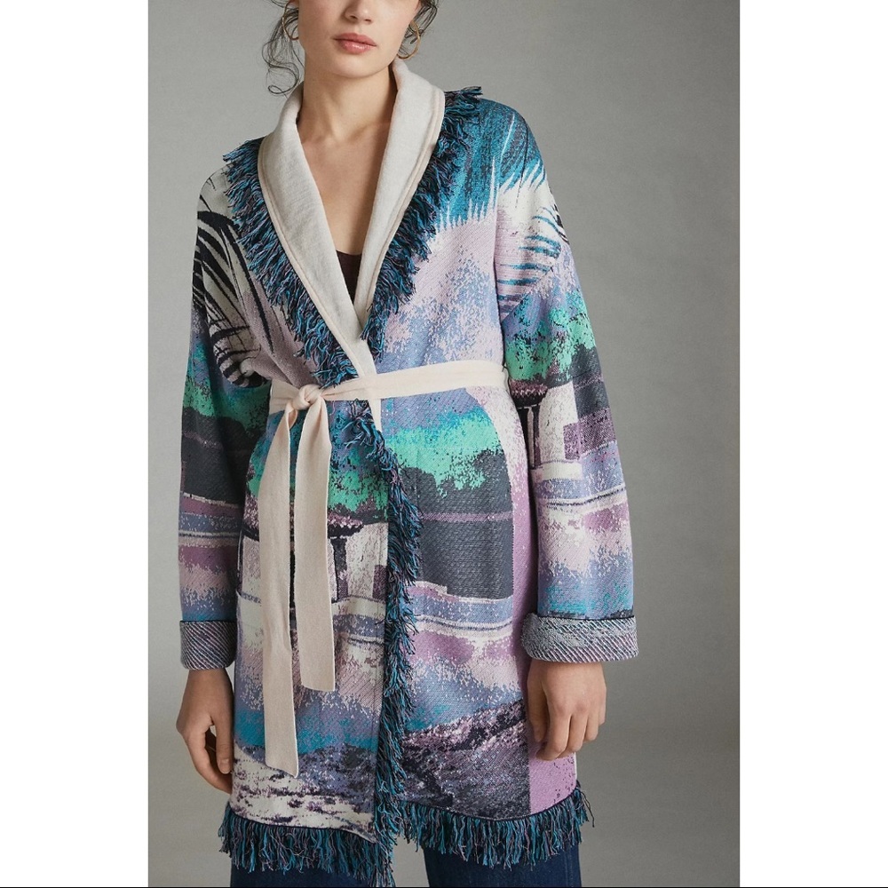 Anthropologie Moira Fringed Cardigan NWT SZ M - Picture 6 of 7